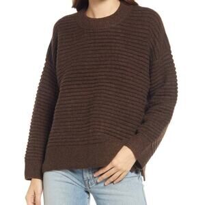 Madewell Elsmere Pullover Chocolate Brown Ribbed Womens Sweater XS
